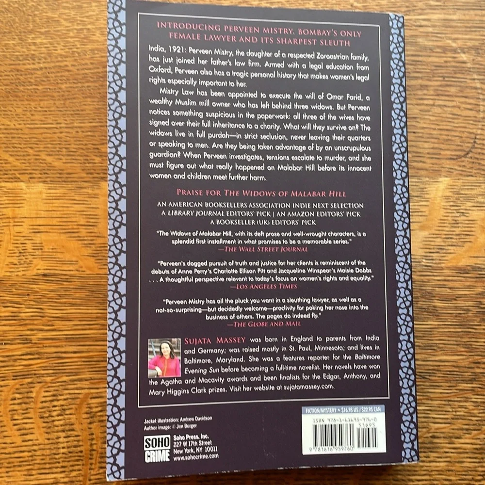 The Widows of Malabar Hill by Sujata Massey c2018, Mystery of 1920’s India